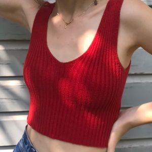 Brandy Melville red knit ribbed tank